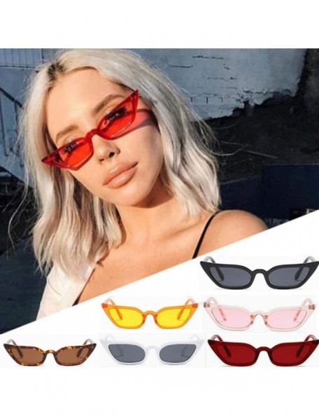 Cat Eye Women Vintage Cat Eye Frame Sunglasses Retro Color Lens UV400 Eyewear Fashion Valentine's Day Present Gift - CG197YH3...