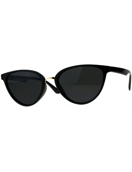Oval Womens Oval Cateye Sunglasses Metal Bridge Designer Fashion Shades - Black (Black) - C318DASCL2O $11.99