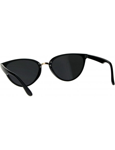 Oval Womens Oval Cateye Sunglasses Metal Bridge Designer Fashion Shades - Black (Black) - C318DASCL2O $11.99