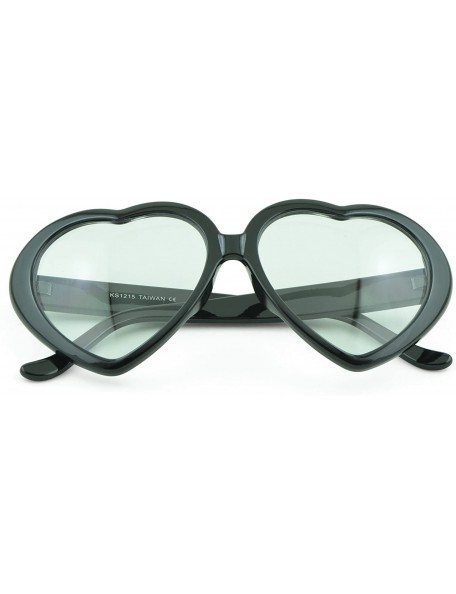 Oval Womens Super Cute Shades Fashion Trendy Heart Shaped Sunglasses - Black-heart - CG12CWNYAHR $6.87