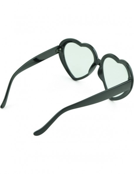 Oval Womens Super Cute Shades Fashion Trendy Heart Shaped Sunglasses - Black-heart - CG12CWNYAHR $6.87