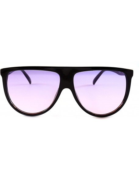 Oversized Cool Color Tinted Flat Lens Flat Top Square Sunglasses A016 - Black/ Purple Gradient - CI185DTM22R $12.13