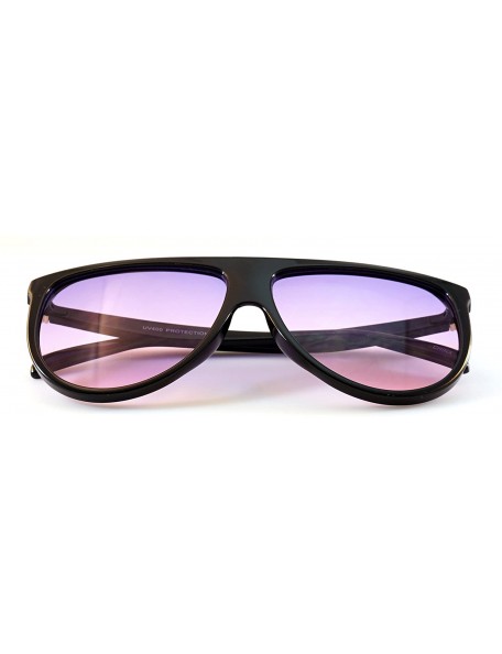 Oversized Cool Color Tinted Flat Lens Flat Top Square Sunglasses A016 - Black/ Purple Gradient - CI185DTM22R $12.13