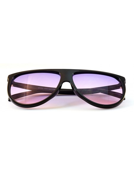 Oversized Cool Color Tinted Flat Lens Flat Top Square Sunglasses A016 - Black/ Purple Gradient - CI185DTM22R $12.13