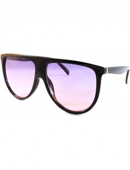 Oversized Cool Color Tinted Flat Lens Flat Top Square Sunglasses A016 - Black/ Purple Gradient - CI185DTM22R $12.13