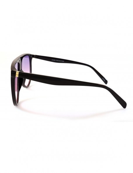 Oversized Cool Color Tinted Flat Lens Flat Top Square Sunglasses A016 - Black/ Purple Gradient - CI185DTM22R $12.13