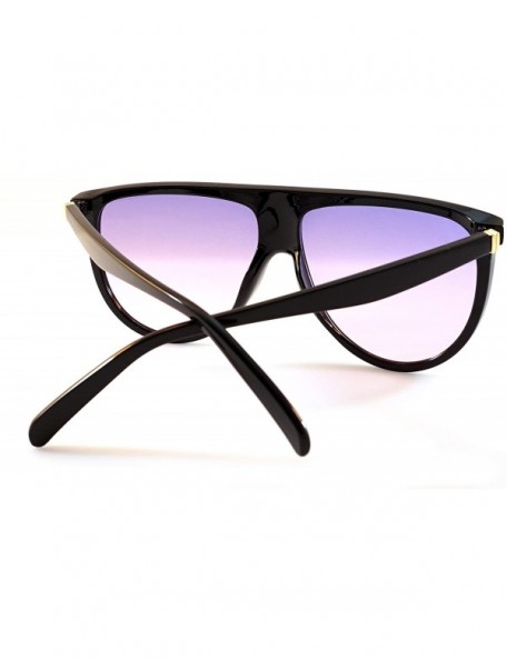 Oversized Cool Color Tinted Flat Lens Flat Top Square Sunglasses A016 - Black/ Purple Gradient - CI185DTM22R $12.13