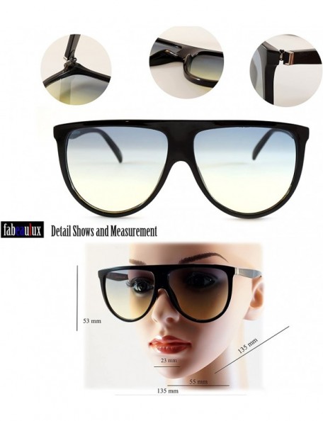 Oversized Cool Color Tinted Flat Lens Flat Top Square Sunglasses A016 - Black/ Purple Gradient - CI185DTM22R $12.13