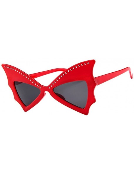 Square Sunglasses Goggles Bat Shape Polarized Eyewear Women - Red - C118QU5MZ8L $19.96