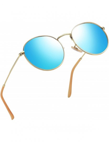 Oversized Vintage Round Sunglasses for Women Retro Brand Polarized Sun Glasses E3447 - Blue - C712EWT6UHX $9.54