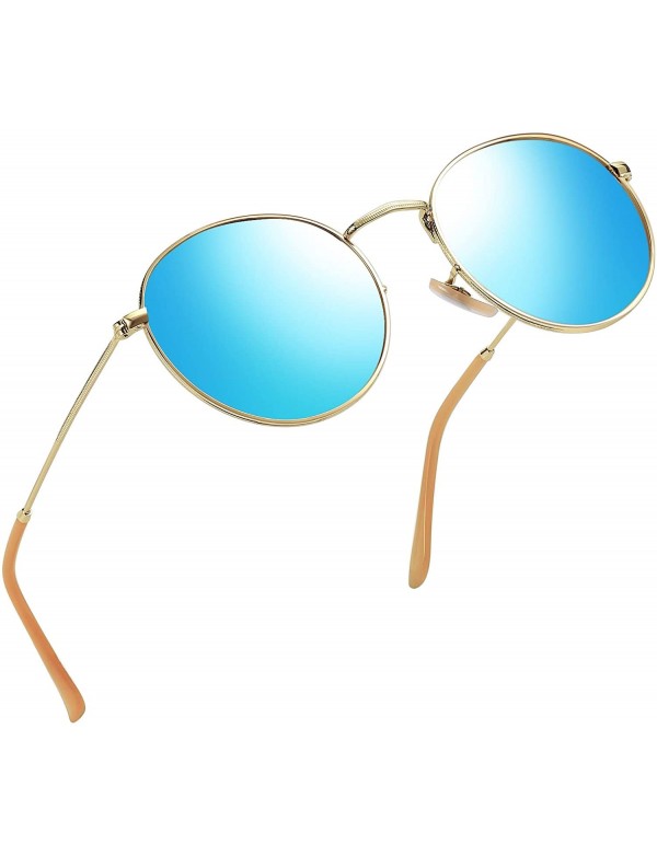Oversized Vintage Round Sunglasses for Women Retro Brand Polarized Sun Glasses E3447 - Blue - C712EWT6UHX $9.54