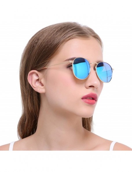 Oversized Vintage Round Sunglasses for Women Retro Brand Polarized Sun Glasses E3447 - Blue - C712EWT6UHX $9.54