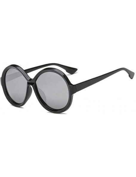 Oversized Luxury Oversized Sunglasses Women Vintage Round Gradient Shades Sunglass Ladies Sun Glasses for Woman - Silver - CZ...