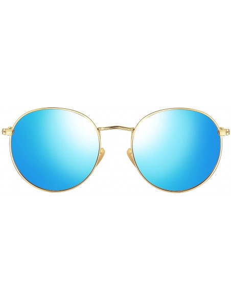 Oversized Vintage Round Sunglasses for Women Retro Brand Polarized Sun Glasses E3447 - Blue - C712EWT6UHX $9.54