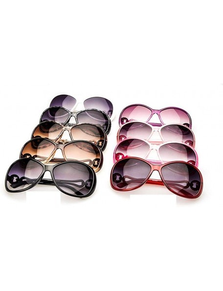 Oval Women's Fashion Oval Shape UV400 Framed Sunglasses - Wine Red + Grey - CJ197IL2Z8I $18.45
