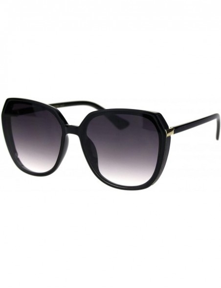 Butterfly Womens Mod Oversize Designer Fashion Squared Butterfly Sunglasses - Black Smoke - CD18QW89KGS $15.19