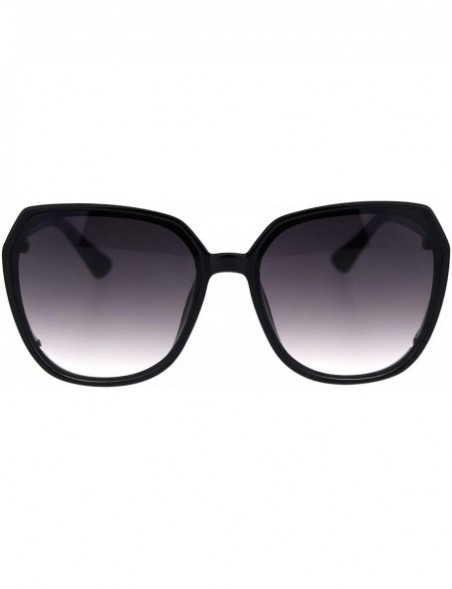 Butterfly Womens Mod Oversize Designer Fashion Squared Butterfly Sunglasses - Black Smoke - CD18QW89KGS $15.19