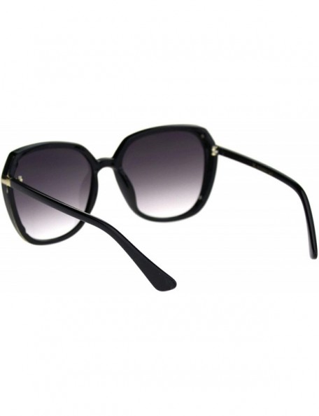 Butterfly Womens Mod Oversize Designer Fashion Squared Butterfly Sunglasses - Black Smoke - CD18QW89KGS $15.19