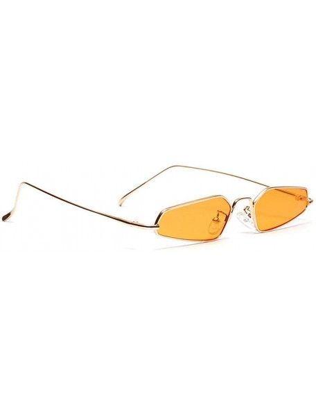 Rectangular Vintage Narrow Sunglasses Rectangle Glasses - Orange - CC18NUWMDXE $13.10