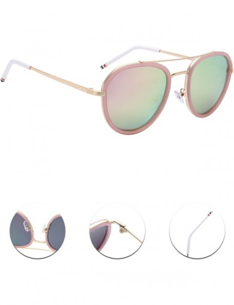 Aviator Women Men Polarized Sunglasses Aviator Metal UV Protection JA6068 - Pink - CA189A5YQUL $27.89