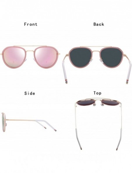 Aviator Women Men Polarized Sunglasses Aviator Metal UV Protection JA6068 - Pink - CA189A5YQUL $27.89