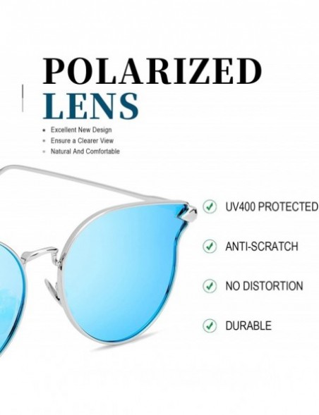 Cat Eye Fashion Cat Eye Sunglasses for Women - Polarized Mirrored Flat Lens Eyewear - UV400 Protection Eye Glasses - CO18LA8H...