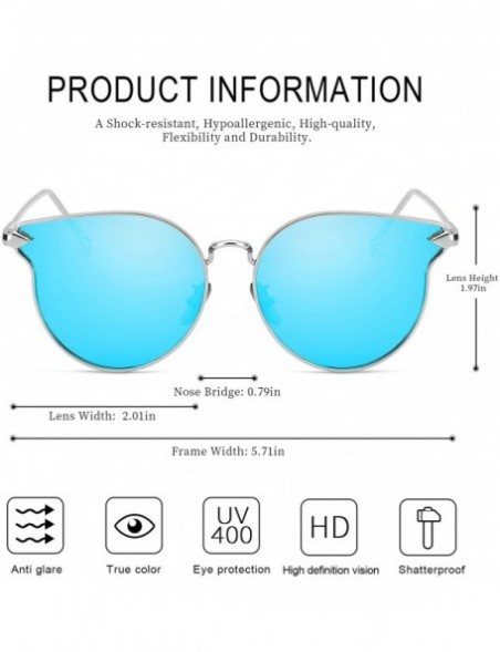 Cat Eye Fashion Cat Eye Sunglasses for Women - Polarized Mirrored Flat Lens Eyewear - UV400 Protection Eye Glasses - CO18LA8H...
