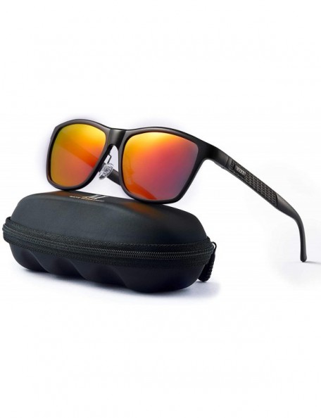 Rectangular Polarized Sunglasses Lightweight Rectangular - 5-black/Red Mirror Lens - CH194WAL03L $22.51