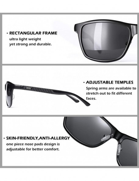 Rectangular Polarized Sunglasses Lightweight Rectangular - 5-black/Red Mirror Lens - CH194WAL03L $22.51