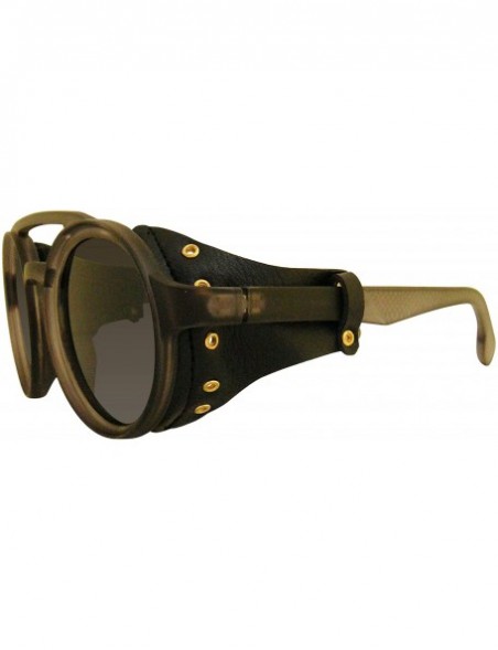 Shield polarized round steampunk hiking and fishing man and women goggles sunglasses - Grey - CN18YO86CIN $17.81