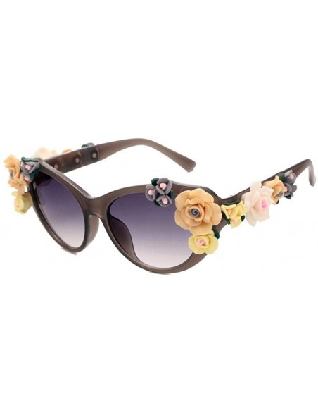 Aviator Retro Rose Sunglasses Women Beach Holiday Baroque Flowers Sun Glasses Women 1 - 5 - CZ18YR3WX8K $7.36