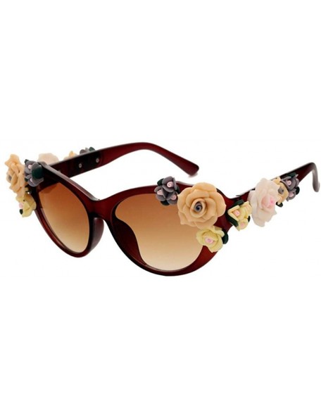 Aviator Retro Rose Sunglasses Women Beach Holiday Baroque Flowers Sun Glasses Women 1 - 5 - CZ18YR3WX8K $7.36