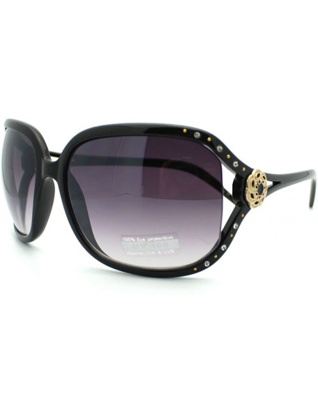 Square Womens Oversize Rhinestone Iced Out Butterfly Designer Diva Sunglasses - Black - CI11YWUR6TT $13.42