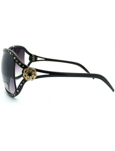 Square Womens Oversize Rhinestone Iced Out Butterfly Designer Diva Sunglasses - Black - CI11YWUR6TT $13.42