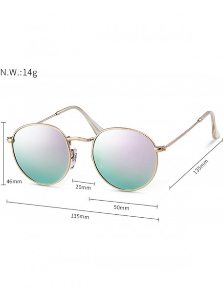 Oval Retro Round Sunglasses for Men Women Vintage UV400 Circle Color Lens Metal Frame Mirrored Sun Glasses - CO18L895MLY $9.44