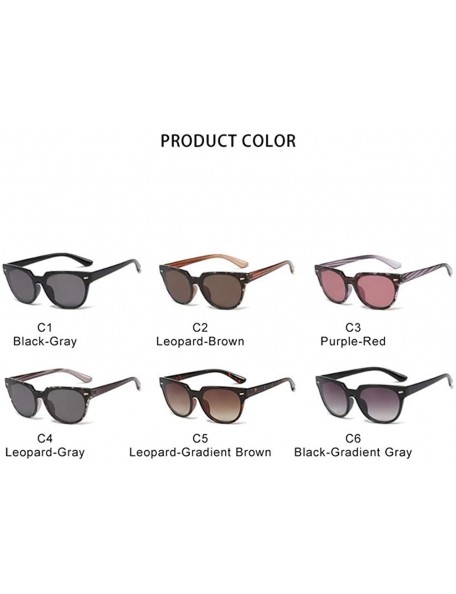 Square Square Sunglasses for Women Rivet Eyeglasses UV400 - C2 Leopard Brown - CO1987A0E3R $14.75