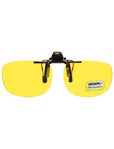 Rectangular Yellow Non Polarized Rectangular Flip up Sunglass - Gold/Black Frame-non Polarized Yellow Lens - C9180KEG7UO $10.73