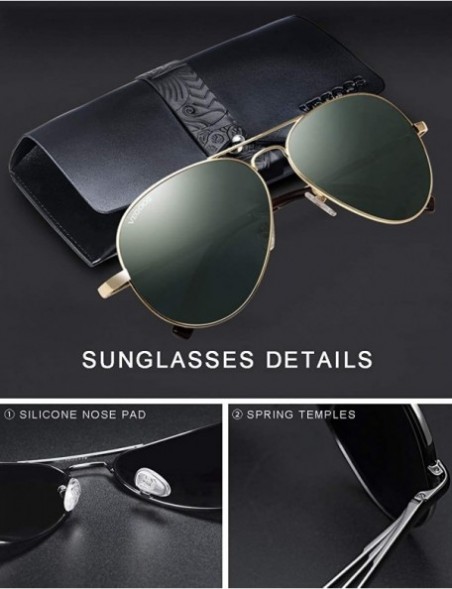 Goggle Aviator Sunglasses Polarized Driving Protection - Gold Frame/Gray-green Lens - CF18EKD23ZU $20.59