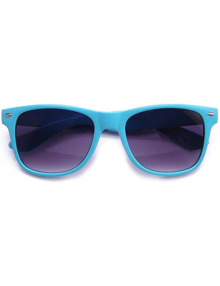 Wayfarer 80's Classic Blue Brothers Horn Rimmed Style Vintage Retro Sunglasses - CC1836WKI03 $11.52