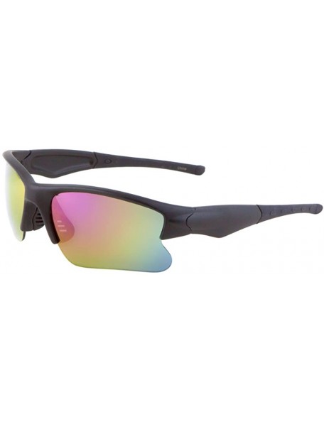 Wayfarer Men Sport Wrap Around Sunglasses Driving Motocycle Sport Golf Eyewear - Black/Purpleyellow - C517Z5YY4SS $23.44