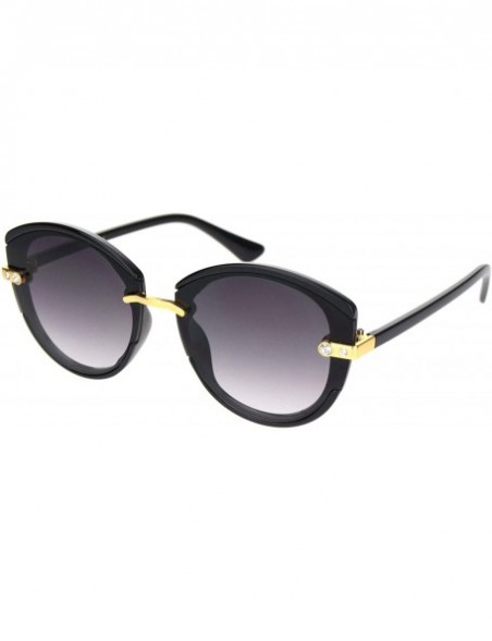 Butterfly Womens Rhinestone Jewel Trim Designer Butterfly Sunglasses - Black Smoke - CA18NWTICHC $25.40