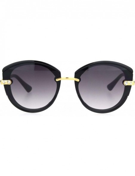 Butterfly Womens Rhinestone Jewel Trim Designer Butterfly Sunglasses - Black Smoke - CA18NWTICHC $25.40