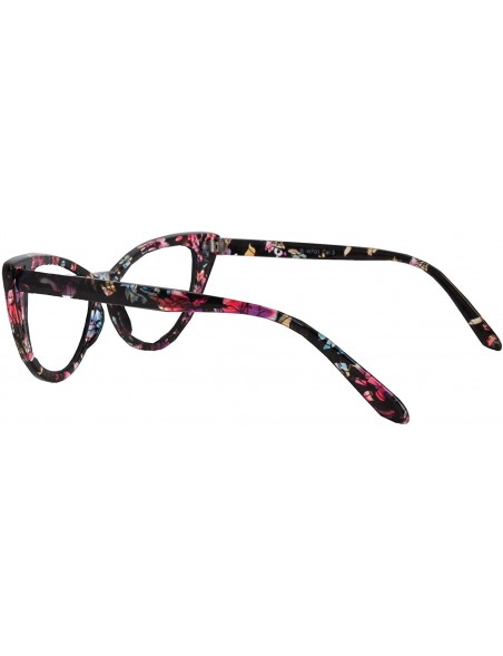 Wayfarer Women's Cateye Vintage Sunglasses UV400 - Floral Black Frame / Clear Lens - CV126IBR41J $11.20