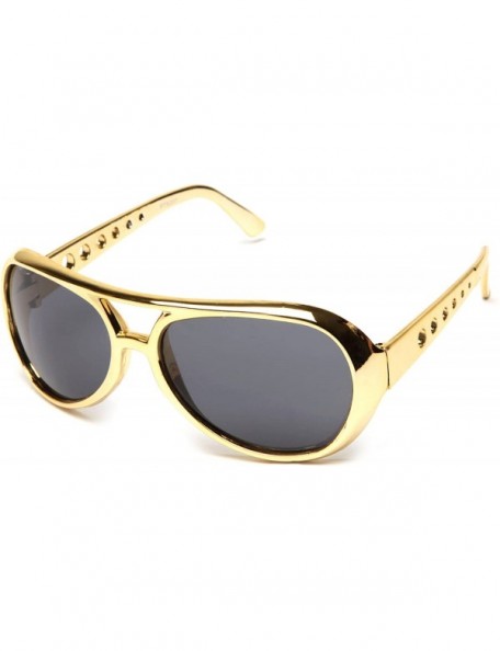 Aviator Rockstar Sunglasses Costume Shiny Chrome Party Sunglasses 60's Rock Star Classic Aviator Sunglasses - Gold - CX1845NZ...