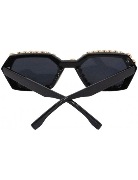 Square Sparkling Crystal Sunglasses UV Protection Rhinestone Sunglasses - Black - CK18ZYM7Y6N $13.26