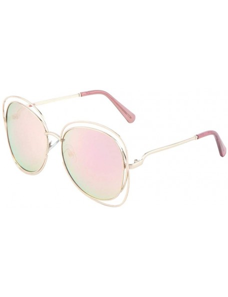 Butterfly Rose Gold Pink Double Rim Butterfly Sunglasses - CJ1903T4LQD $16.34