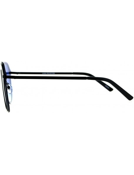 Oversized Mens Oversize Rimless Metal Trim Shield Racer Sunglasses - Black Blue - CP18CGOTTCS $18.18