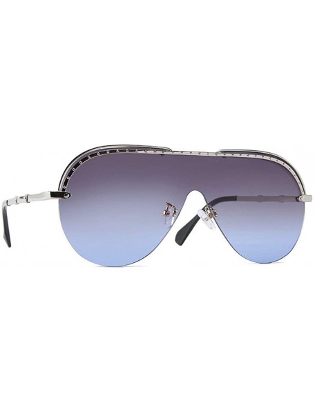 Oversized Frameless One Lens Oversized Goggles Sunglasses Women Fashion UV400 Brand Design Pilot Driving Sun Glasses - CT194E...
