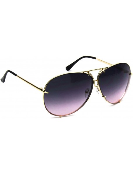 Oversized Oversized Aviator Sunglasses Color Tinted Gradient Lens Metal Twirl - Black & Pink - C118EQ779HG $21.37