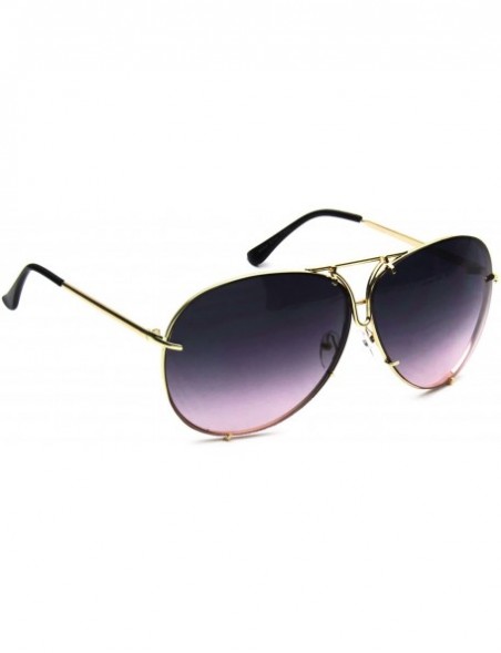 Oversized Oversized Aviator Sunglasses Color Tinted Gradient Lens Metal Twirl - Black & Pink - C118EQ779HG $8.66